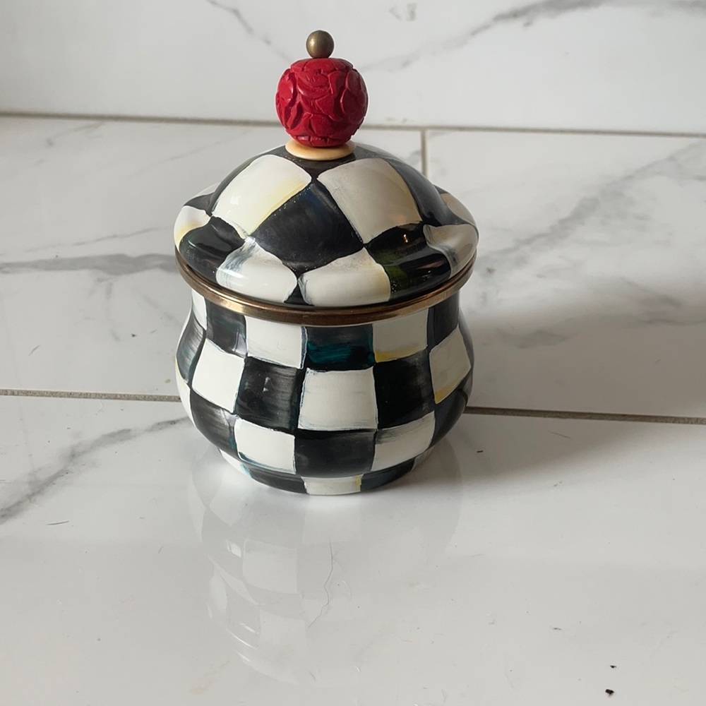 Makenzie Childs Courtly Check Enameled Sugar Bowl